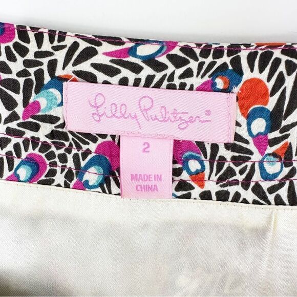 Lilly Pulitzer 100% Silk Sandpiper Dress In Peacock Feather Size 2 - Picture 4 of 12